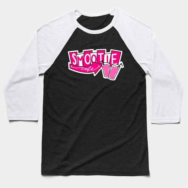 Smootie Cafe Modern Retro Baseball T-Shirt by SummerCampDesigns